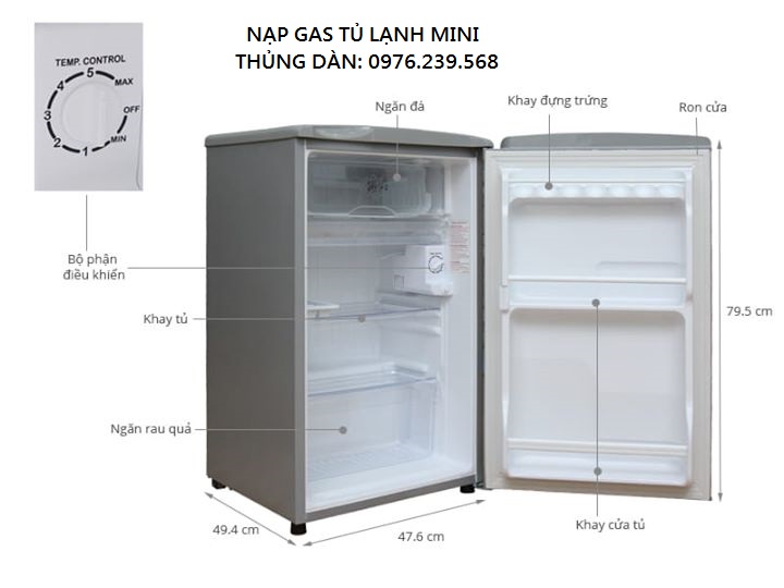Bơm, nạp gas tủ lạnh mini tại nhà